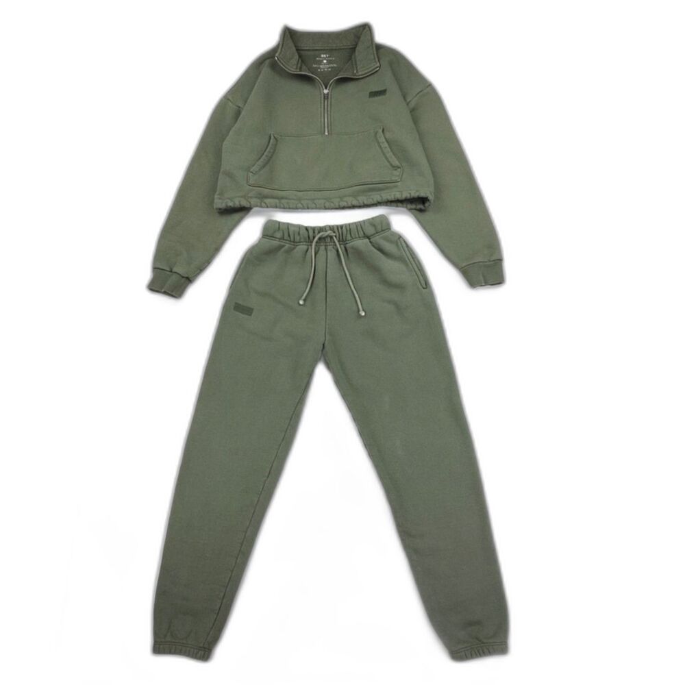 SET ACTIVE Half Zip Sweatshirt Drawstring Jogger Sweatpants Athleisure Lounge